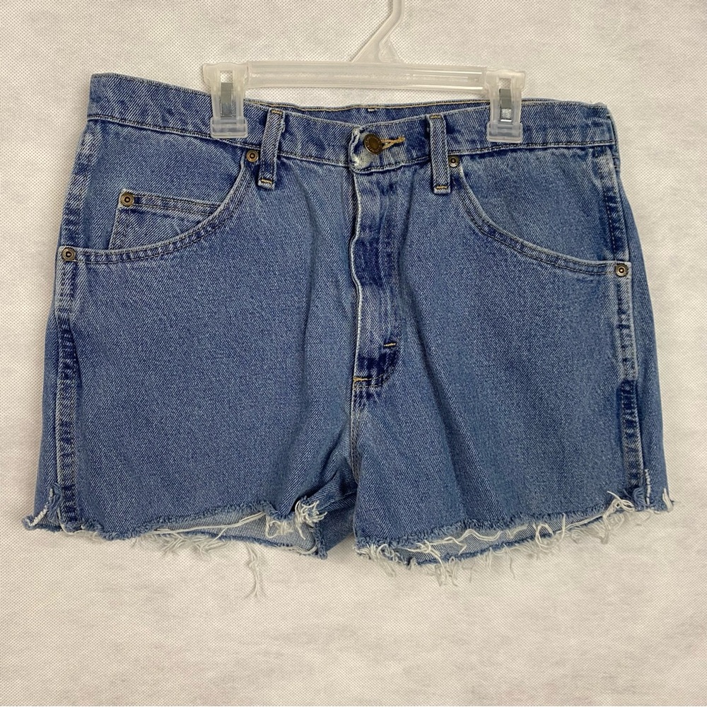 Wrangler Cut Off Jean Shorts Blue Men Size 32 Denim 5 Pocket Frayed Hem